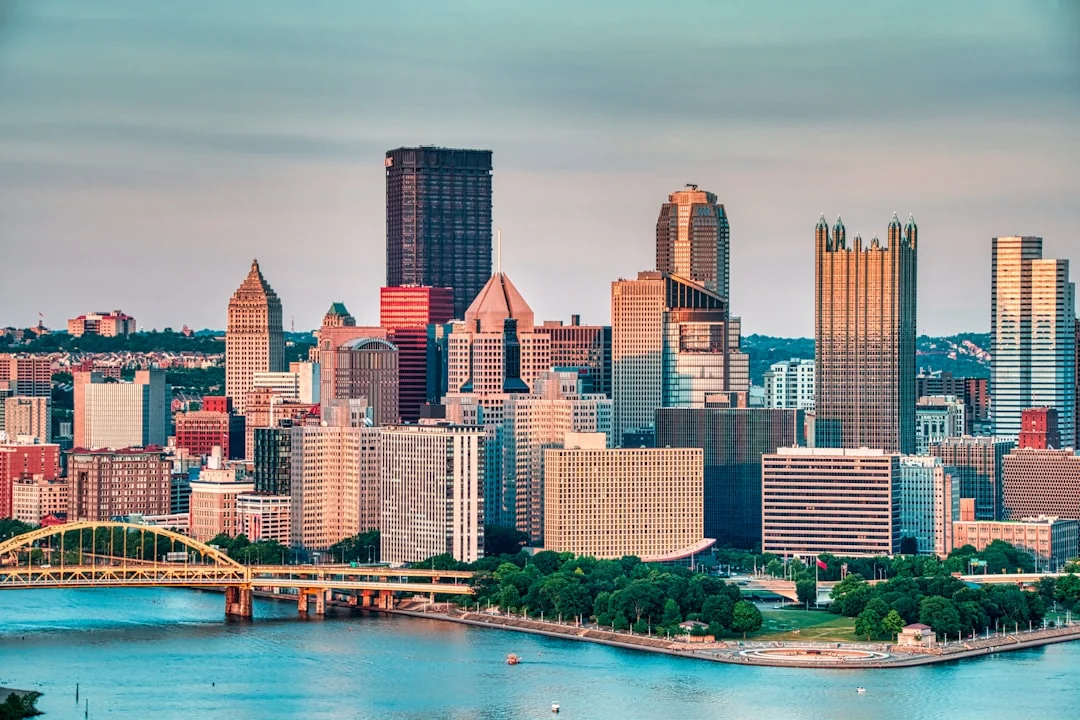 Pittsburgh, Pennsylvania skyline beside the river Pittsburgh, Pennsylvania skyline beside the river