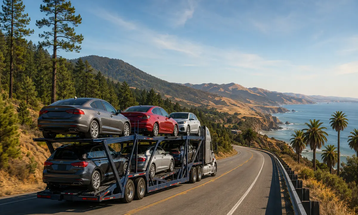 Alabama to California car shipping on an auto transport carrier