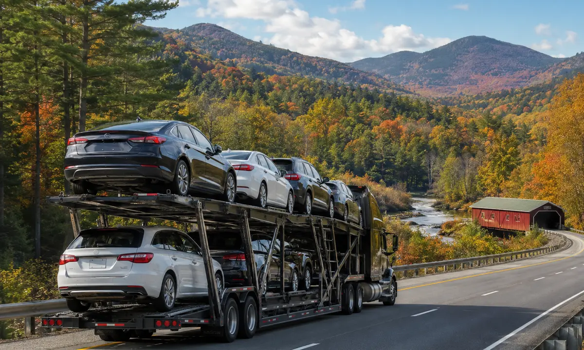 Alabama to Vermont car shipping on an auto transport carrier