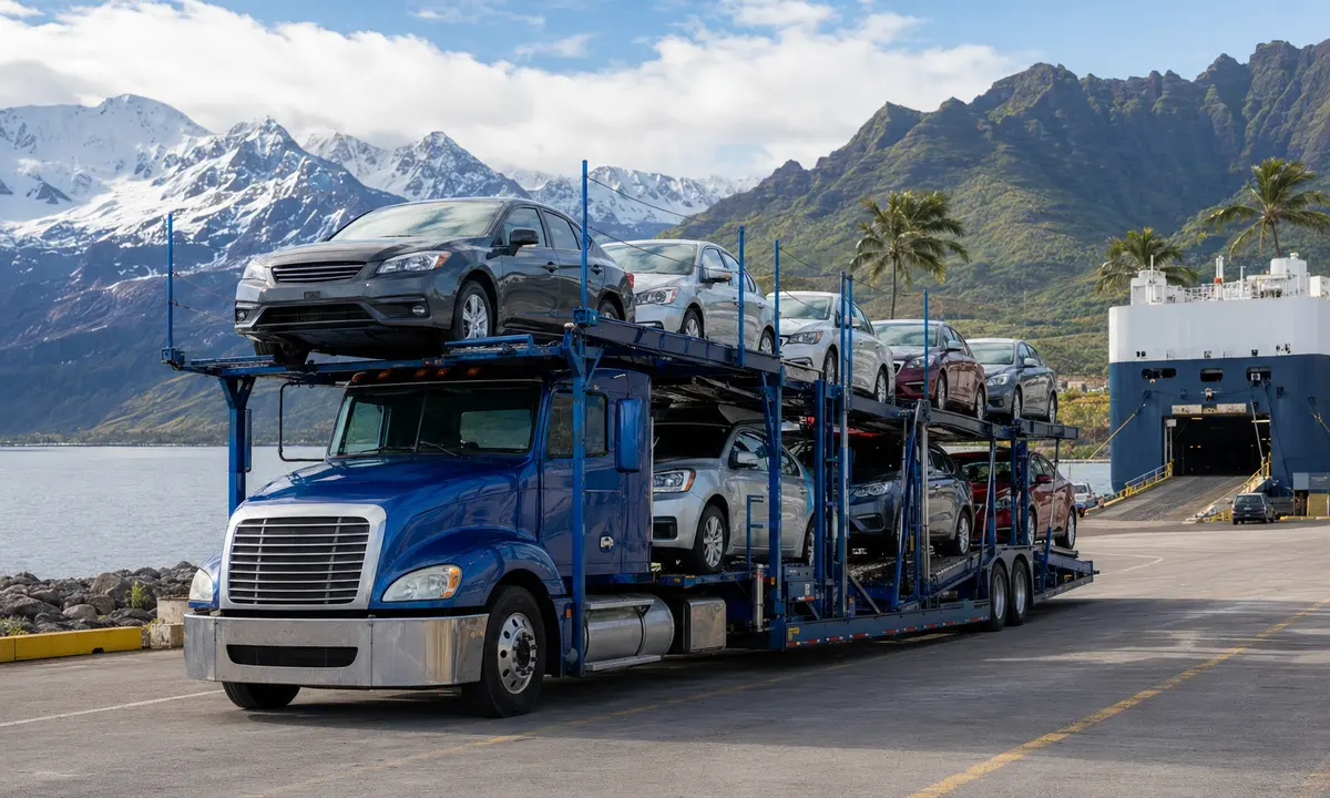 Alaska to Hawaii car shipping on an auto transport carrier