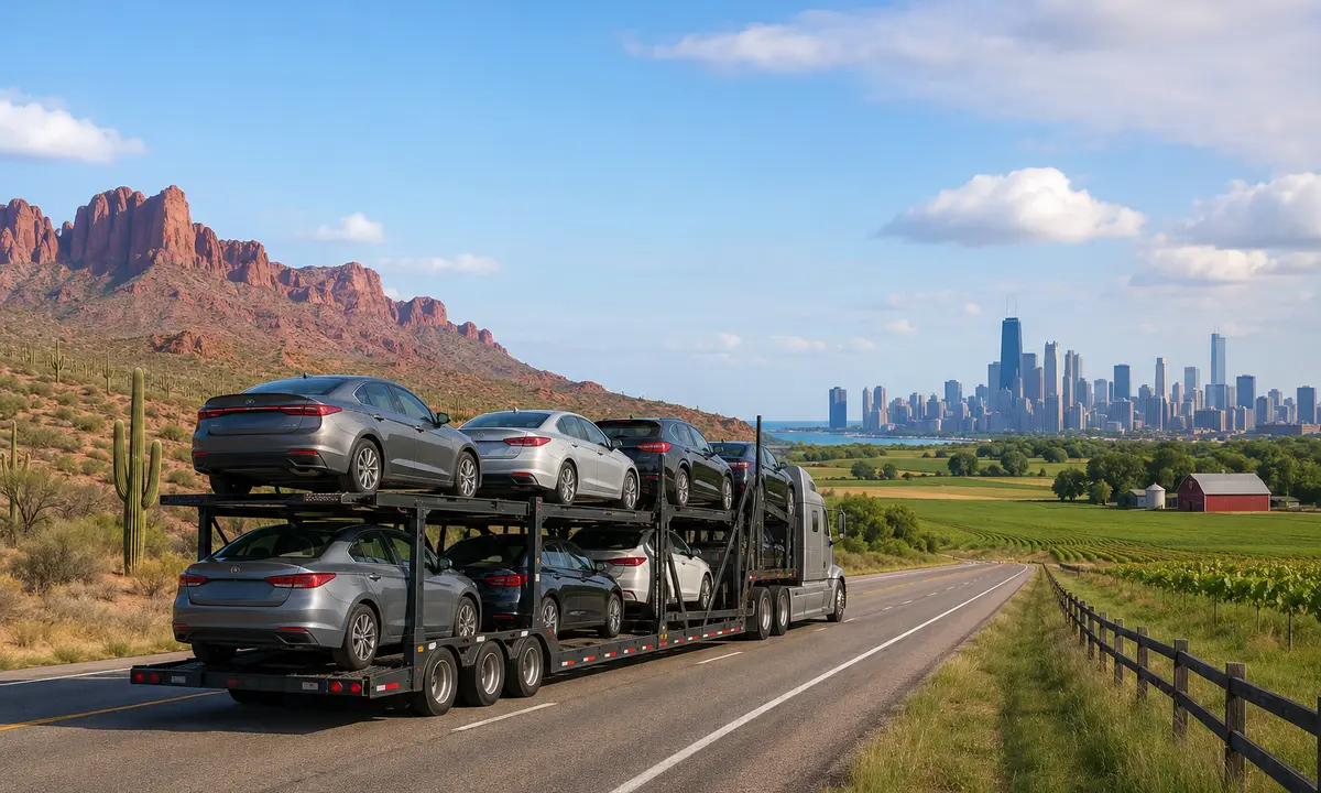 Arizona to Illinois car shipping on an auto transport carrier