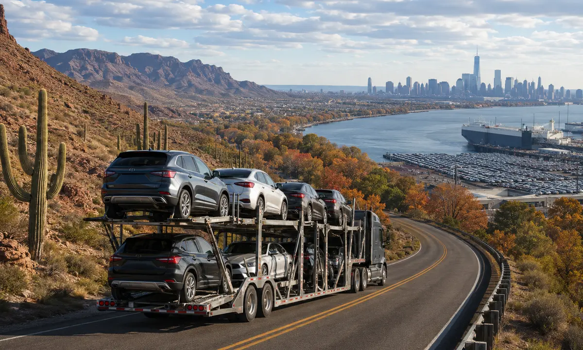 Arizona to New York car shipping on an auto transport carrier