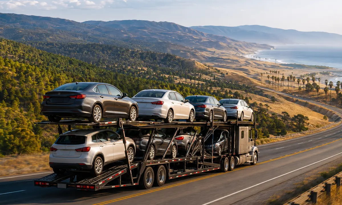 Arkansas to California car shipping on an auto transport carrier
