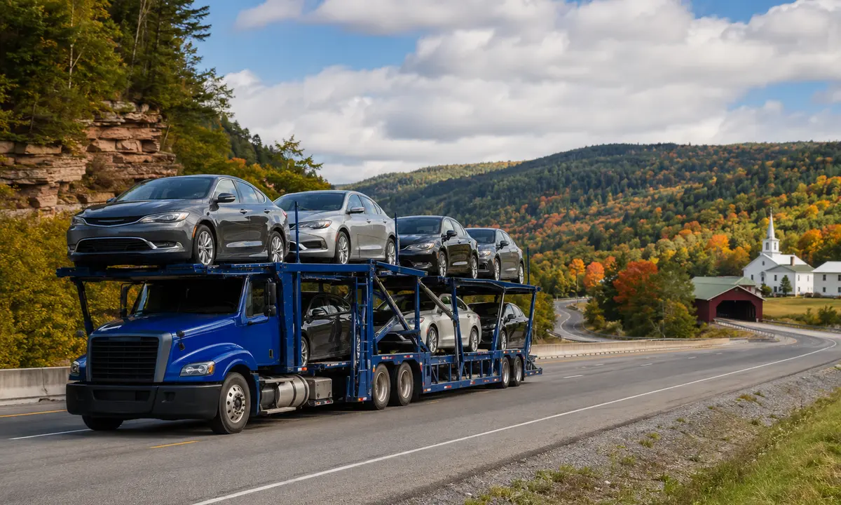 Arkansas to Vermont car shipping on an auto transport carrier