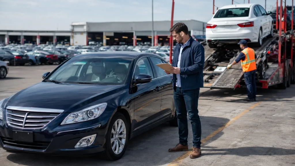 Auto auction buyer vehicle ready for carrier pickup