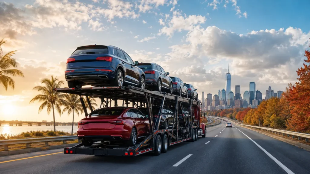 Car shipping route from Florida to New York and New Jersey