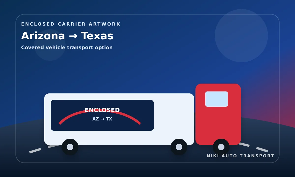Enclosed vehicle shipping artwork between Arizona and Texas