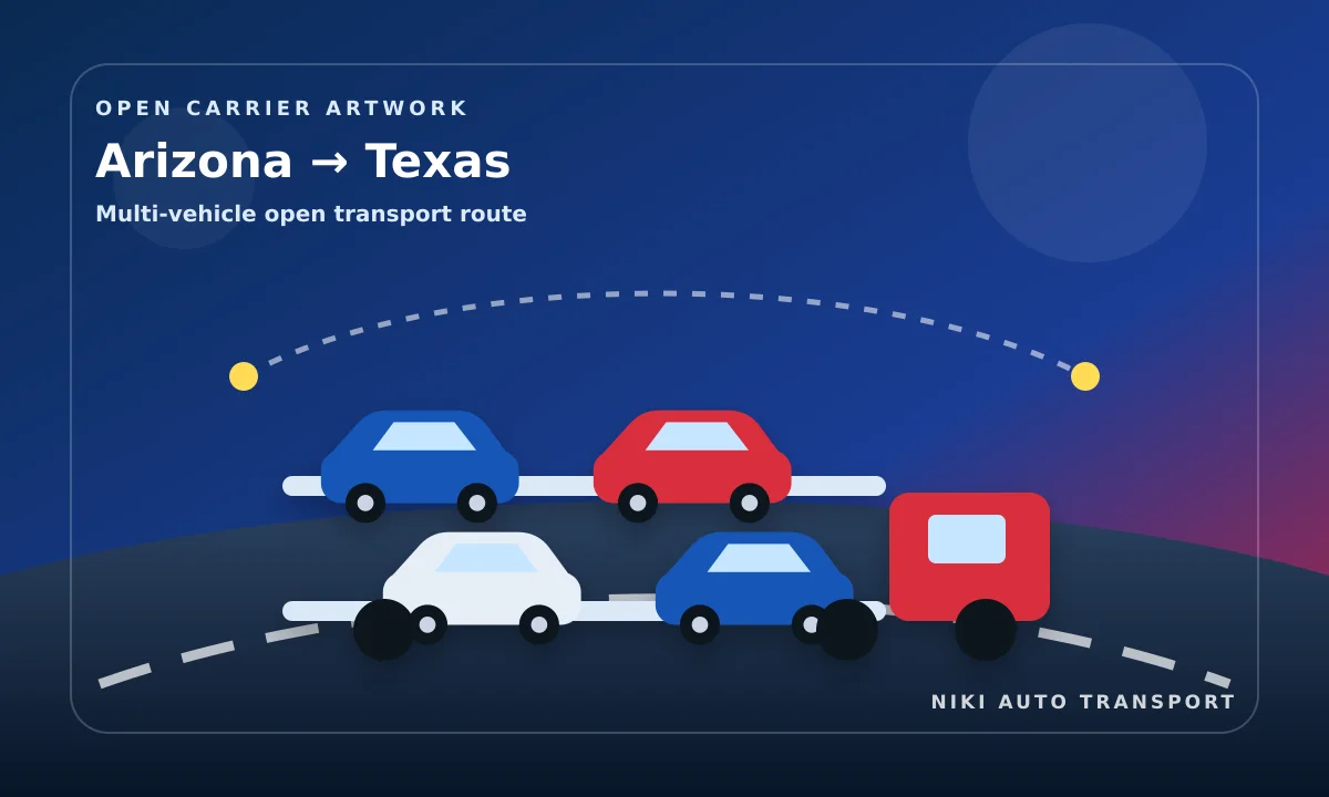 Open car transport artwork from Arizona to Texas