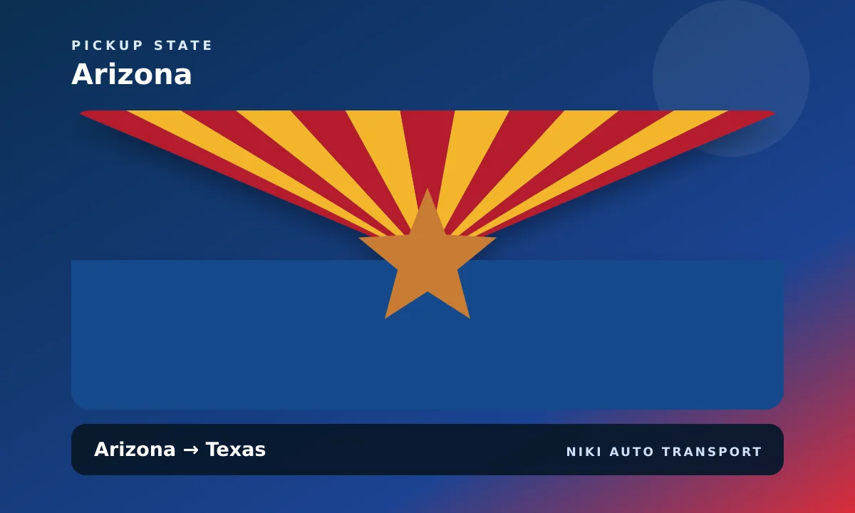 Arizona state flag artwork for Arizona to Texas car shipping