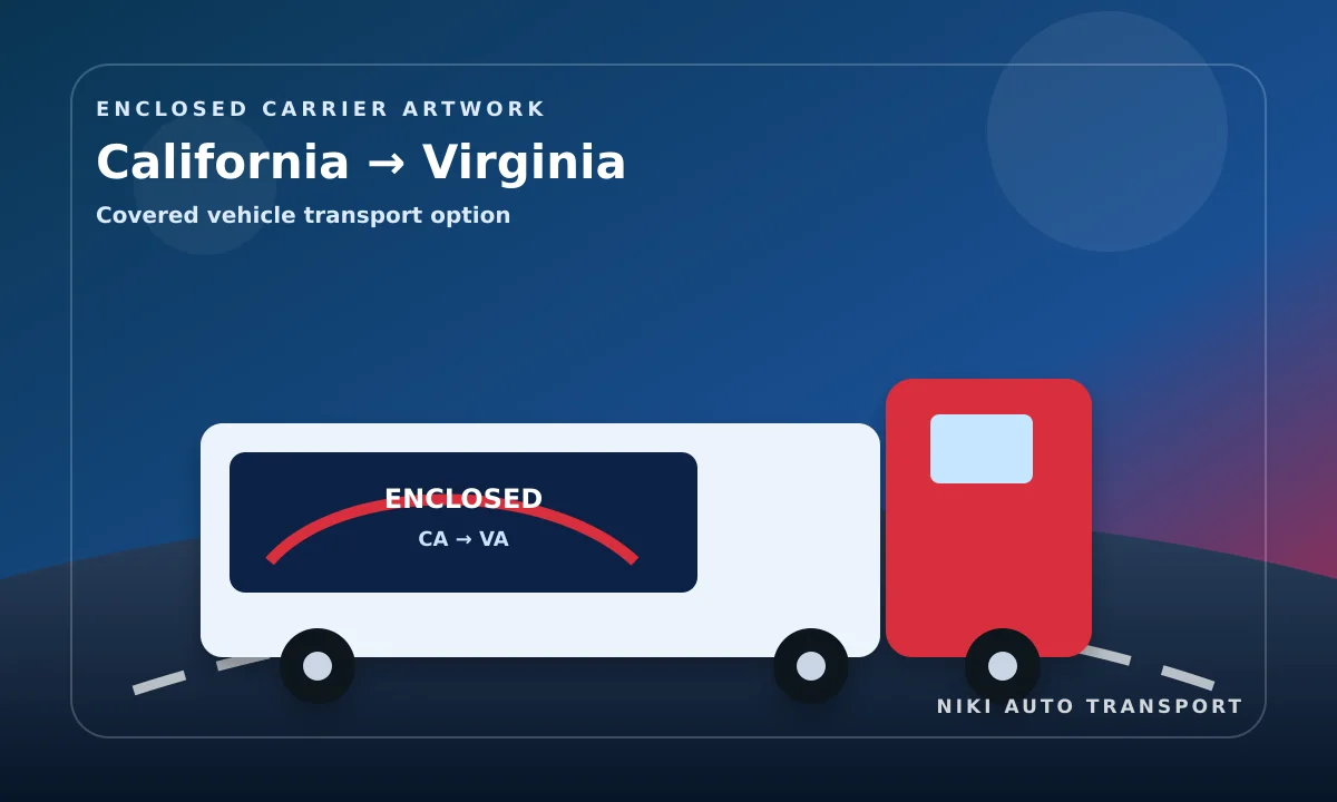 Enclosed vehicle shipping artwork between California and Virginia