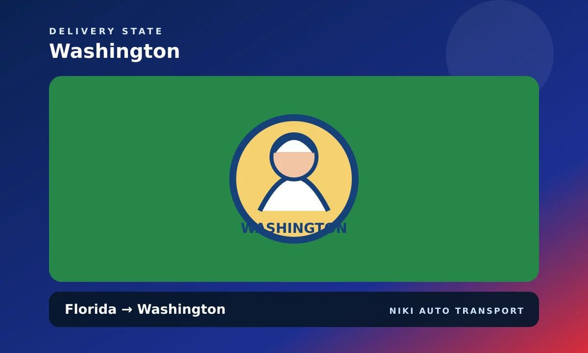 Washington state flag artwork for Florida to Washington car shipping