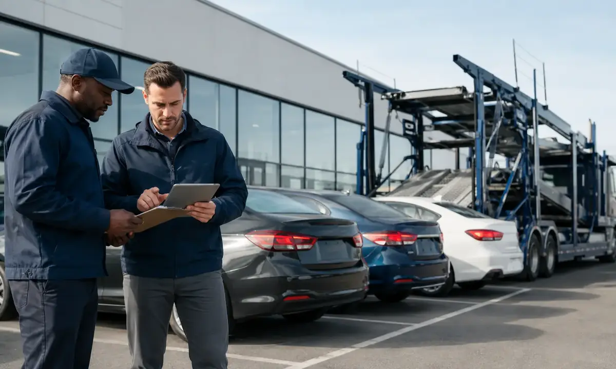 Real vehicle delivery and auto carrier photograph for Connecticut to Ohio car shipping
