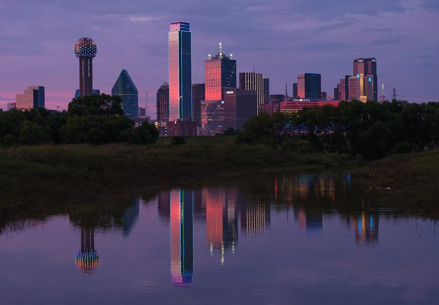 Dallas skyline at sunset