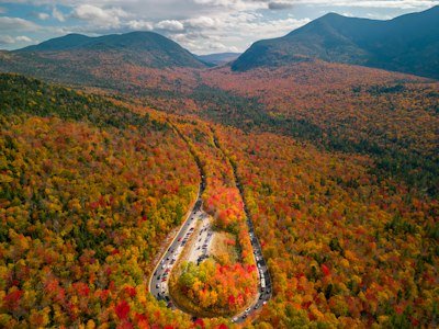Fall foliage along a highway Fall foliage along a highway