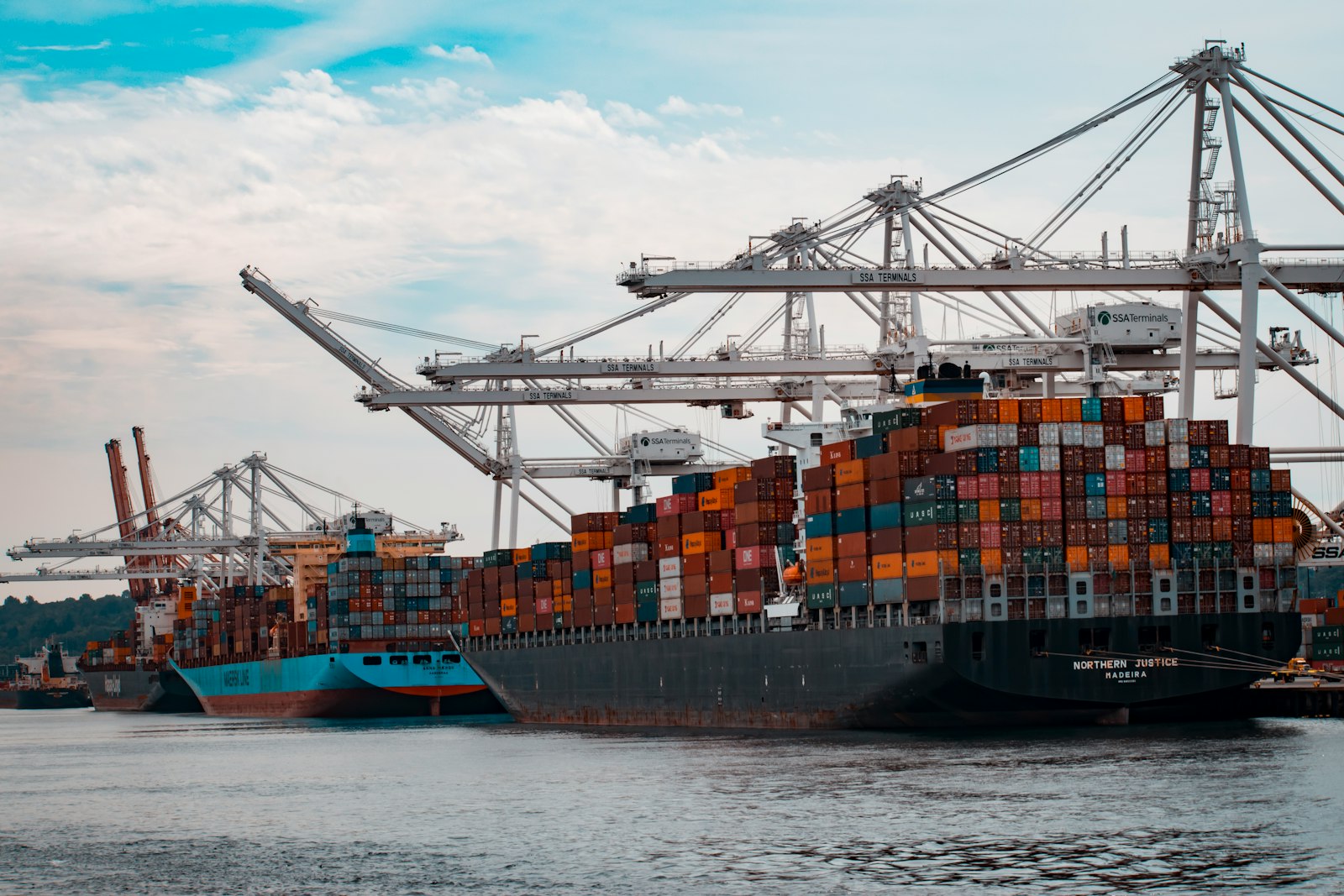 Shipping containers on a cargo ship used for container car shipping overseas