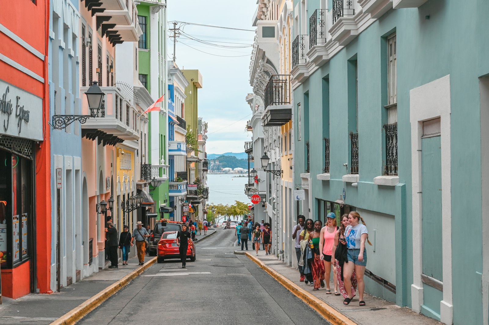 Colorful street in Old San Juan, Puerto Rico, the destination for many cars shipped from the mainland