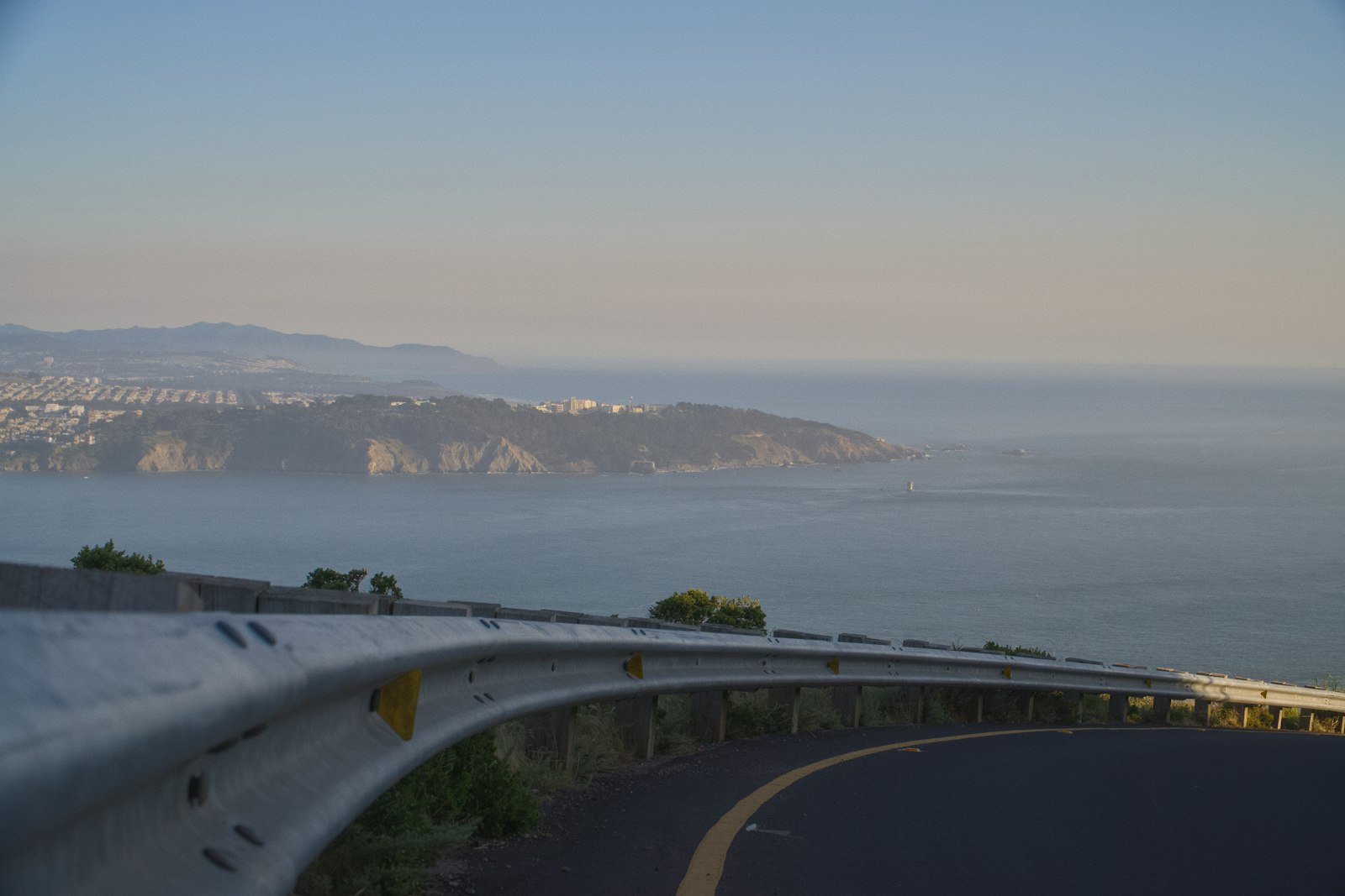 Curving California coastal road above the Pacific Ocean