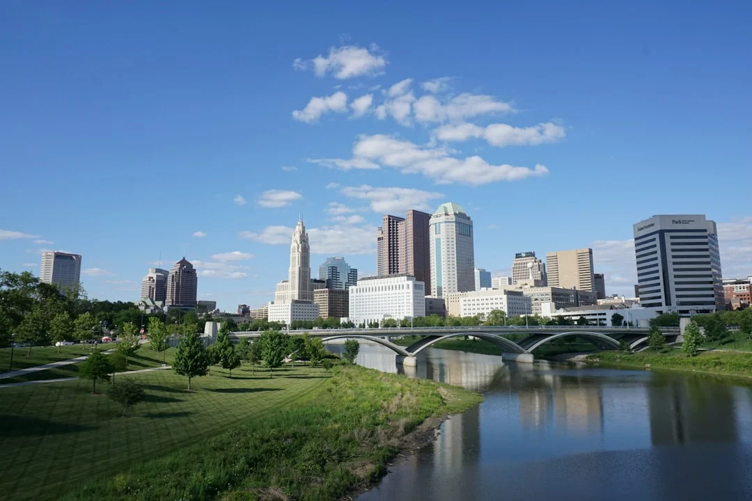 Columbus, Ohio skyline beside the Scioto River Columbus, Ohio skyline beside the Scioto River